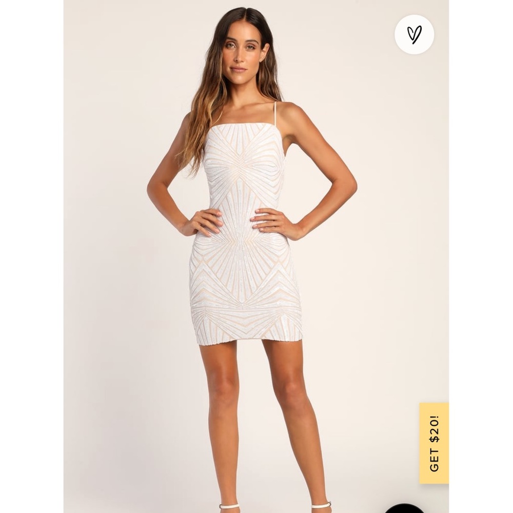 White sequin body con dress